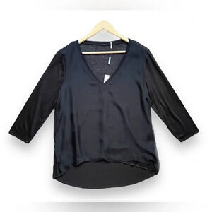 NWT Elie Tahari Luna Knit Lyocell Wool Silk 3/4 Sleeve Blouse